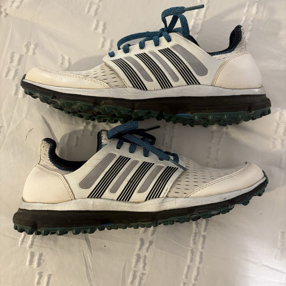 Adidas Spikeless Mesh Golf Shoes White Teal Laces Lightweight Men’s Size 9 - Picture 4 of 10
